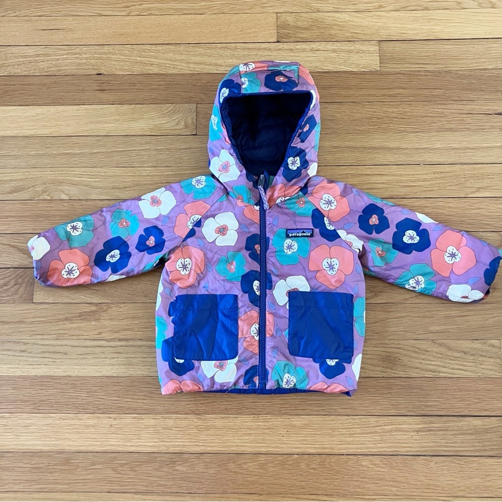 Patagonia Kids Floral Puffer Jacket in Pink, Purple, Blue